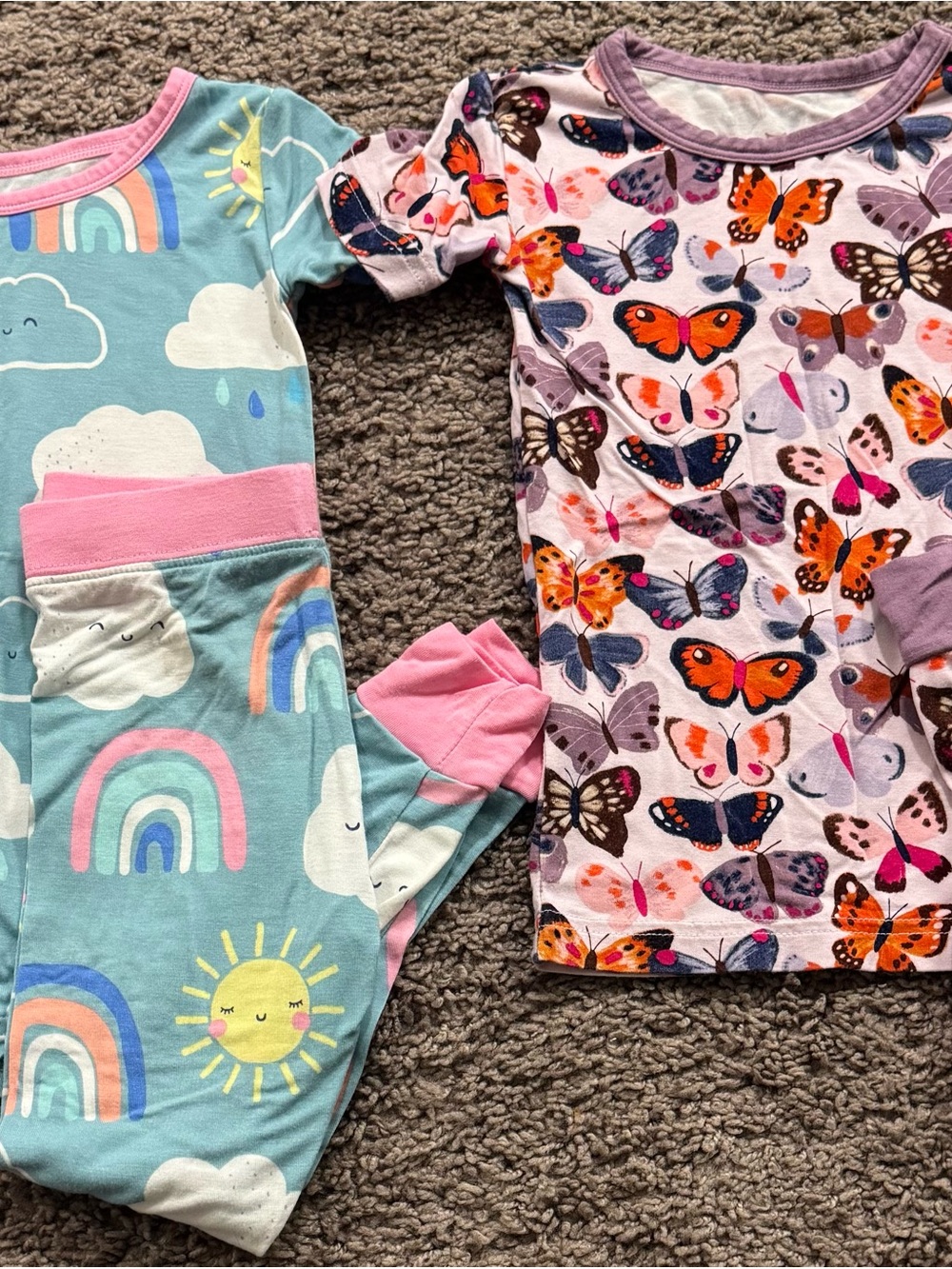 Little Sleepies Blue & Pink Rainbow and Butterfly Matching Set